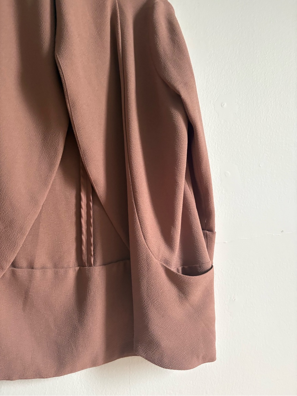 Aritzia Wilfred Sz 2 Chevalier Tan Brown Open Front Flowy Relaxed Blazer - Picture 5 of 10